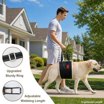 Leather Dog Lift Harness,Sling for Large Dogs Hind Leg Support,Support Harness for Back Legs,Dog Rear Lift Harness Assist for Senior,Injured,Post ACL,TPLO Surgery Recovery Essentials,Mobility aids L - Image 2