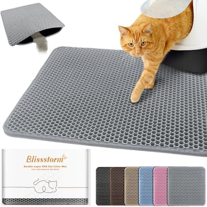 Cat Litter Mat 12"x12",Double Layer EVA litterbox Mat, Gray by BLISSSTORM