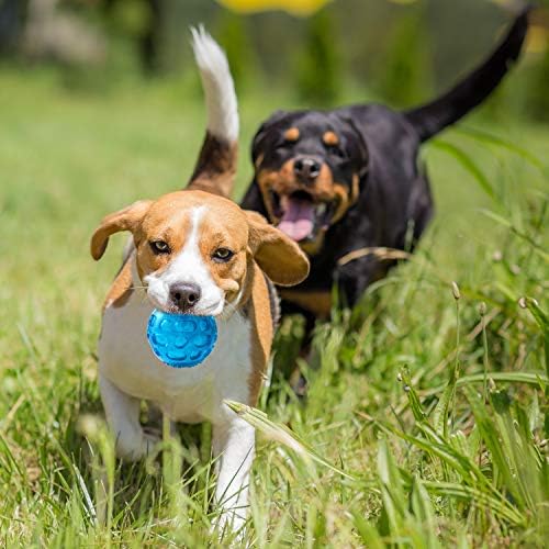 3'' Squeaky Dog Toy Balls for Lagre Medium Breed, Indestructible Dog Balls for Playing, Fetching & Retrieving, Durable Aggressive Chewers, 2 PCS Green+Purple - Image 6