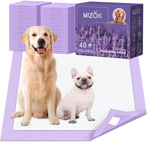 MIZOK Dog Pee Pads Wee Wee Pads Lavender Odor Control XXL 30x36in 40Ct by MIZOK