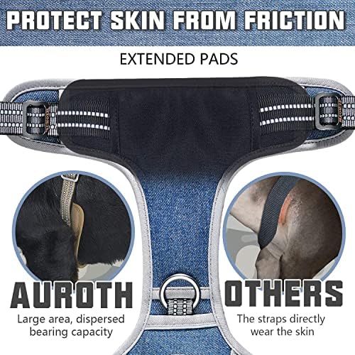 AUROTH Tactical Dog Harness for Small Medium Large Dogs No Pull Adjustable Pet Harness Reflective K9 Working Training Easy Control Pet Vest Military Service Dog Harnesses (XL, Denim Blue) - Image 4