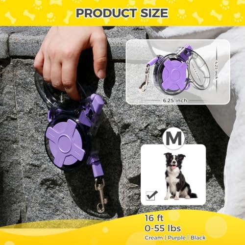 16 ft Retractable Dog Leash, Transparent Design, Up to 55 lbs - Image 6