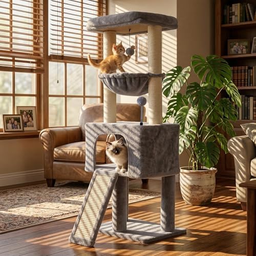 ROYPET Fashion Design 43.3" Cat Trees with Cat Houses,Grey - Image 4