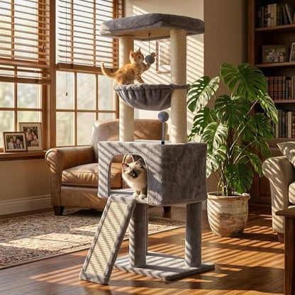 ROYPET Fashion Design 43.3" Cat Trees with Cat Houses,Grey - Image 4