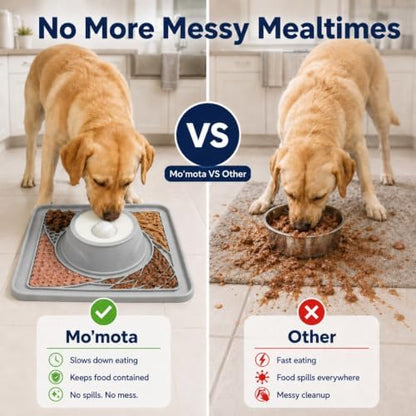 Mo'mota Silicone Slow Feeder Dog Bowls for Soft Treat, Non-Slip Bone Broth Dog Licking Bowl with Rolling Ball, Puppy Lick Bowls for Dietary Supplement/Post-op Nutrition (Gray) - Image 2