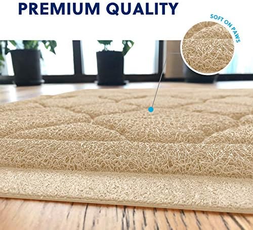WePet Cat Litter Box Mat, Kitty Premium PVC Pad, Durable Trapping Rug, Phthalate Free, Urine-Resistant, Scatter Control, XXL 47 x 36 Inch, Beige - Image 4