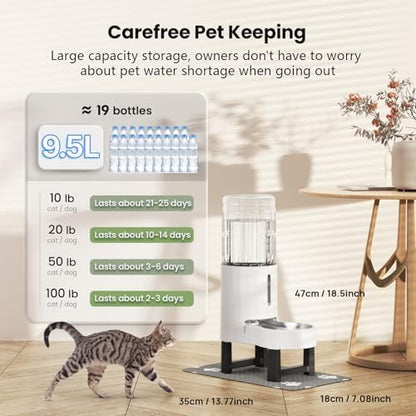 CZPET Gravity Dog Water Bowl Dispenser, Wider Mouth (9.5L+Stand+Mat,White) - Image 5