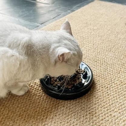 Slow Feeder Bowl for Cats and Small Dogs,Cilkus Fish Pool Design, Fun Interactive Bloat Stop Puzzle Feeder Bowl Healthy Eating Diet Made of Melamine Food Grade Material Dishwasher Safe (Black) - Image 2
