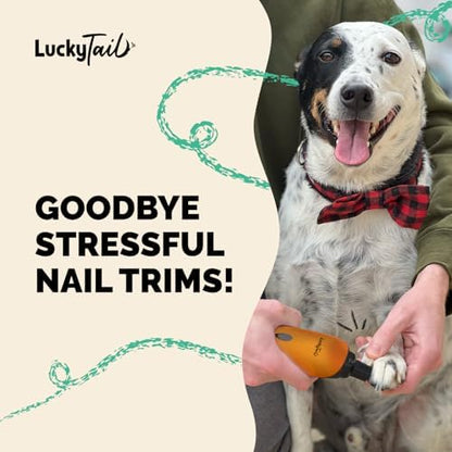 LUCKY TAIL Pet Nail Grinder for Dogs and Cats - Super Quiet and Low Vibration Electric Dog Nail Grinder with 2 LED Lights - USB Rechargeable and Cordless - 2 Speeds - Small to Large Pets - Orange - Image 2