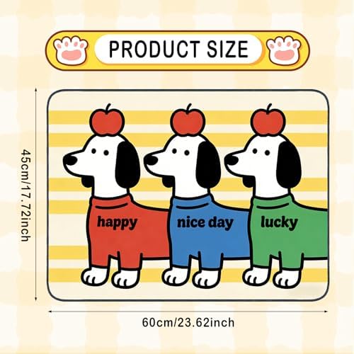 Nuxovilar Cheerful Pup Pet Food Mat Polyester 23.62x17.71 Inches - Image 4