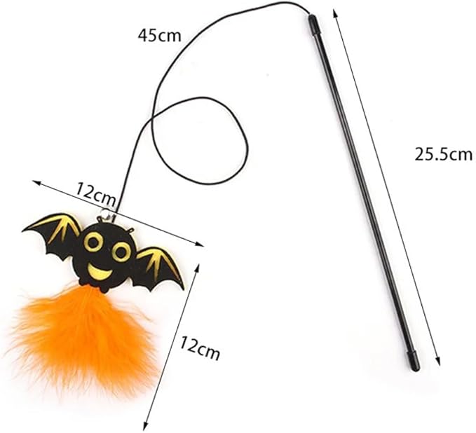 Cat Toys Interactive Cat Toy Feather Cat Toy Cat Stick Cat Wand Toy Feather with Bells Halloween Elemente Retractable Cat Teaser Toy for Kitty Kitten Scratching Exercise Indoor Pack of 3