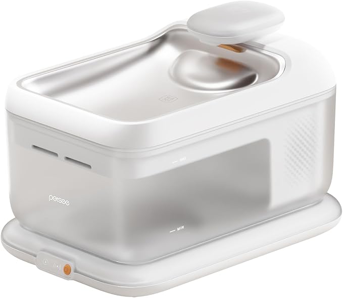 Cordless Pet Water Fountain, Automatic Cat Water Founatin Battery Operated, 4.5L with Stainless Steel Tray for Cats Dogs Multiple Pets Indoor, Wirelss Water Pump and Ultra-Quiet S7 Air White