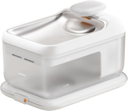 Cordless Pet Water Fountain, Automatic Cat Water Founatin Battery Operated, 4.5L with Stainless Steel Tray for Cats Dogs Multiple Pets Indoor, Wirelss Water Pump and Ultra-Quiet S7 Air White