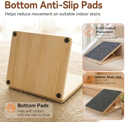 Dog Ramp for Stairs, Adjustable Non-Slip Wooden Ramp for Small Dogs, 2-Pack - Image 7