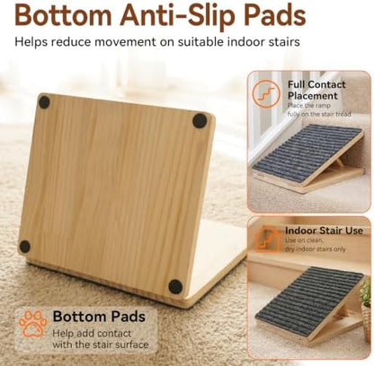 Dog Ramp for Stairs, Adjustable Non-Slip Wooden Ramp for Small Dogs, 2-Pack - Image 7