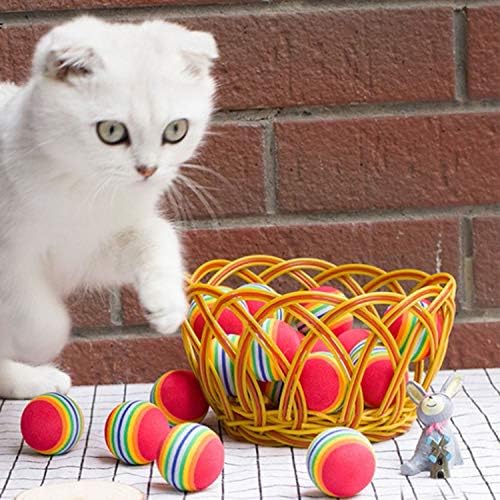 VOVIGGOL 12 Pack 2 Color Rainbow Cat Toy Balls Soft EVA Foam Interactive Indoor Kittens Favorite Toys 1.38" Dia. Small Dogs Puppies Toy Balls Bulk Activity Chase Quiet Play Sponge Ball - Image 7