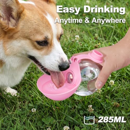 Spherical Portable Dog Water Bottle - Leak-Proof Travel Water Bowl for Pets, BPA-Free Plastic & Food-Grade Stainless Steel, Lightweight for Walking, Hiking, Outdoor (Transparent - Plastic) - Image 5