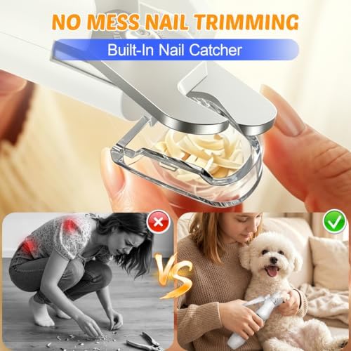 2-in-1 Dog Cat Nail Clippers and Grinder with Light: Electric LED Silent Quiet Pet Nail Claw Trimmers USB Rechargeable Safety Lock Small Large Dog - Image 5