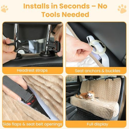 Dog Car Seat Cover, Waterproof Non-Slip Pet Mat, LightCoffee Back Seat - Image 4