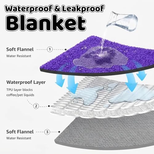 Purple Waterproof Pet Calming Blanket for Dogs Fluffy Dog Bed Cover Puppy Pets Blankets Leakproof Sofa Couch Washable Cover Doggie Cat Fluffy Lavender Mats for Warm-Purple,L-65x57in - Image 3