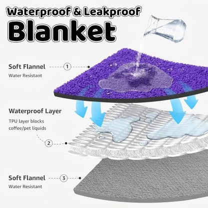 Purple Waterproof Pet Calming Blanket for Dogs Fluffy Dog Bed Cover Puppy Pets Blankets Leakproof Sofa Couch Washable Cover Doggie Cat Fluffy Lavender Mats for Warm-Purple,L-65x57in - Image 3