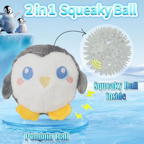 D KING D KING 3Pack Durable Plush Squeaky Dog Ball for Aggressive Chewers, Interactive Sound Dog Toy for Medium & Large Breeds, Tough Stitched Stuffed Chew Ball for Indoor & Outdoor Play(Ocean Ball) - Image 5