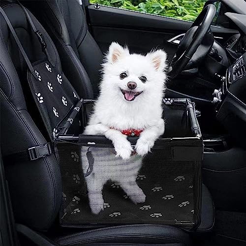 GENORTH Small Dog Car Seats for Small Dogs,Portable Puppy/Pet Car Booster Seat with Clip-On Leash and Mesh Window for Pet Up to 11 lbs by GENORTH