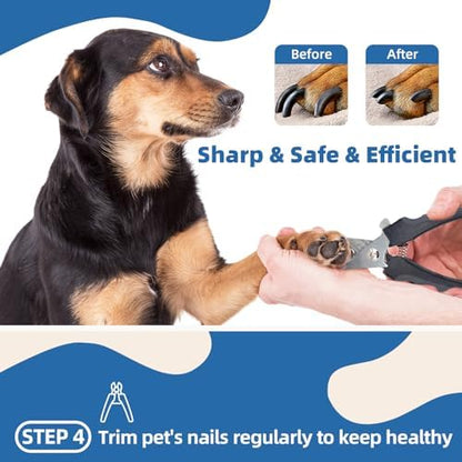 Dog Brush for Shedding,7 PCS Pet Grooming Brush Kit to De-fur & Hair Slicker Deshedding Brushes with Undercoat Rake Comb Bath Brush&Nail Clipper for Grooming Short Long Haired Dogs Cats Blue - Image 5