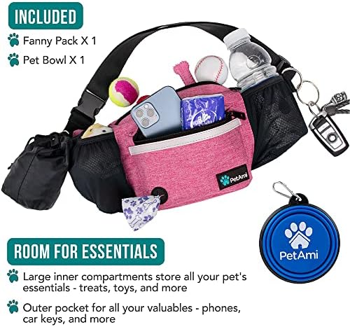 PetAmi Dog Fanny Pack, Treat Pouch for Dog Walking Training, Pink - Image 2