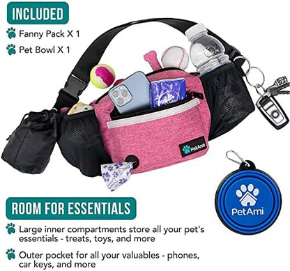 PetAmi Dog Fanny Pack, Treat Pouch for Dog Walking Training, Pink - Image 2