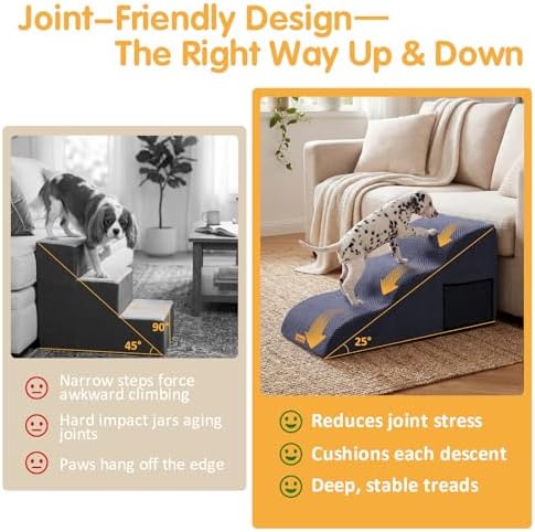 Topmart High Density Extended Foam Dog Ramp&Steps 3 Tiers,15.7" High - Image 2