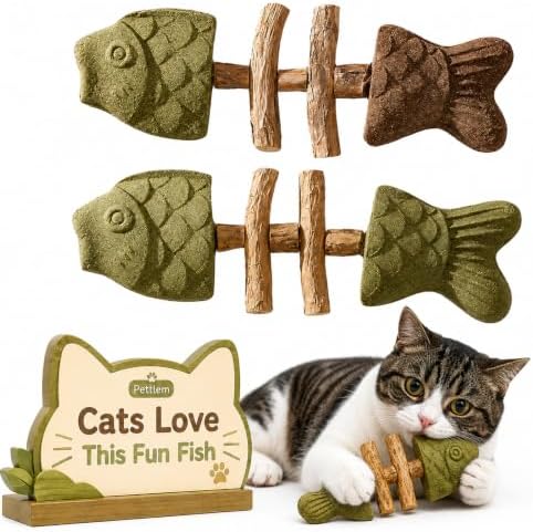 Cat Chew Toy Natural Silvervine Catnip Blend Fish Bone Shaped Teething Sticks for Indoor Kittens to Bite and Play with Fun Stimulation for Pet Mouth Dental Care and Teeth Cleaning by Unknown