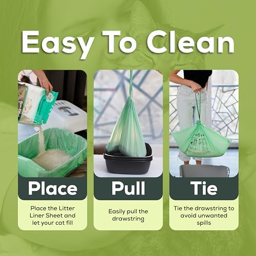 Cat Litter Box Liners 100% Compostable - Drawstring Close - 6 Count - Jumbo Size 36" x 19" - Tear & Leak Resistant - OK Compost Home Certified - Image 6