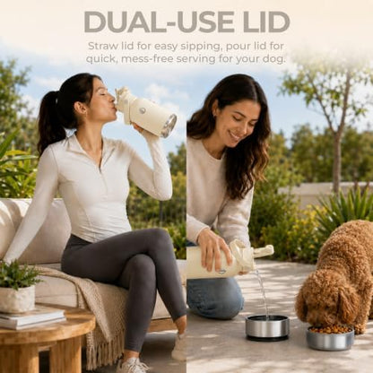 32 oz. Dog Water Bottle, Insulated Dog Travel Water Bottle, Stainless Steel Pet Water Bottle Dispenser Portable Food and Water Bowl for Dogs for Walking Dog Canteen Travel Kit - Image 7