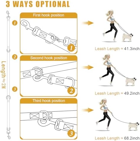 Multifunctional Double Ended Dog Leash,for Obedience Training Or Distance Work Easy to Use,Lightweight,Soft&Durable Convertible Hands Free,Crossbody,Over Shoulder(Black, 2M*2.5CM) - Image 3