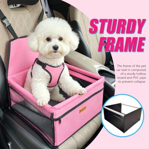 Pet Dog Booster Seat, Upgrading the Framed wall to Prevent Collapse，Breathable and Foldable Pet Car Basket，Removable andWashable pet car seat - Image 2