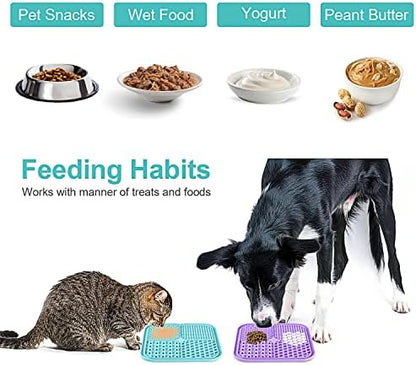 LUKITO Lick Mat for Dogs & Cats 2 Pack, Slow Feeder Licking Pad with Suction Cups for for Anxiety Relief and Boredom Reducer, Perfect for Bathing Grooming - Image 3