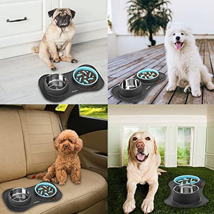 Slow Feeder Dog Bowls 3 in 1 Stainless Steel Food Water Bowl to Slow Eating - Image 7