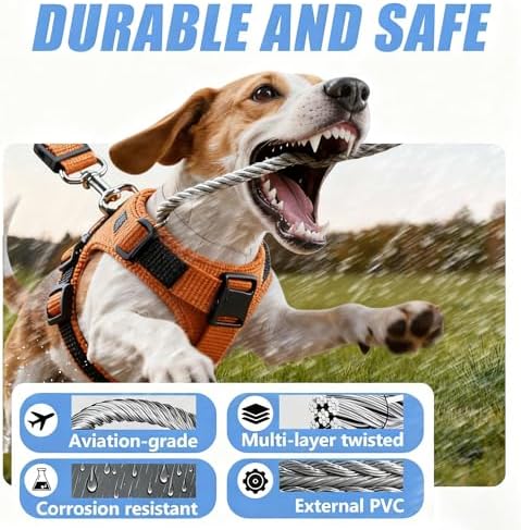 2 in 1 Chew Proof Dog Seat Belt for Car, Heavy Duty Steel Cable Car Harness & Headrest Restraint for Medium & Large Dogs Chewer - Image 3