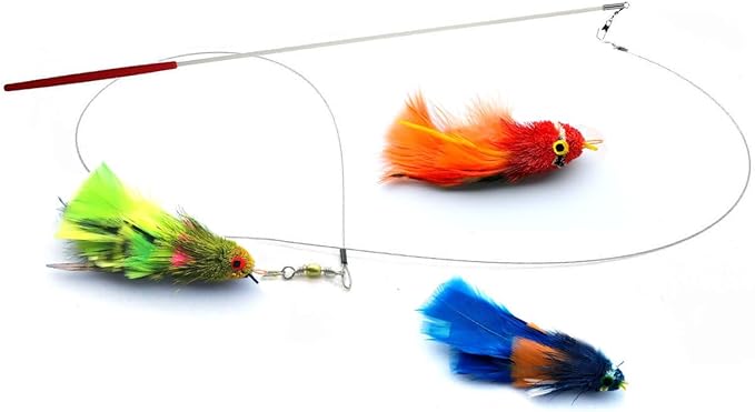 Kats'N Us Cat Toy Wand with KatFly® Parrot Teaser - Red