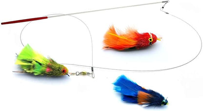 Kats'N Us Cat Toy Wand with KatFly® Parrot Teaser - Red