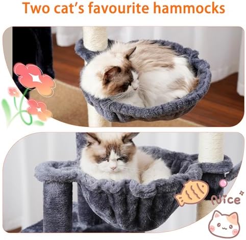 Heybly Cat Tree, 40" Tower with All-Sisal Wrapped Scratching Post HCT006SG - Image 5