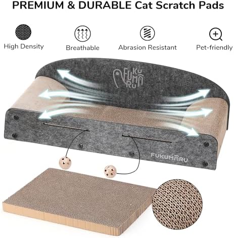 FUKUMARU Large Cat Scratcher Bed, 26 Inch Cat Scratching Bed Sofa Indoor - Image 3
