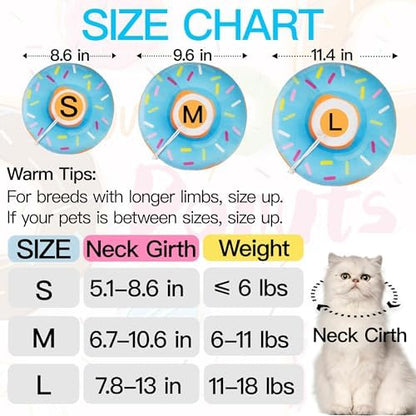 Cat Cone Collar Soft, Cute Cat Donut Collar After Surgery, Adjustable Kitten Recovery Cones to Stop Licking, Lightweight Neck Elizabethan Collars for Cats Kittens (Blue, Medium) - Image 2