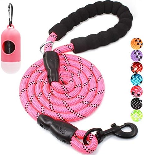 BAAPET 2/4/5/6 FT Dog Leash with Comfortable Padded Handle and Highly Reflective Threads for Small Medium and Large Dogs (6FT-1/2'', Pink) by BAAPET