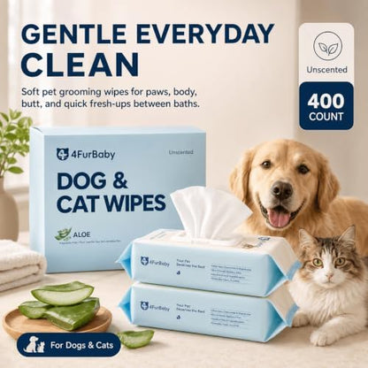 8" x 8" Dog Wipes for Paws and Butt, Unscented, 400 Count - Image 2