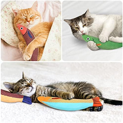 Catnip Toy, 3PCS Cat Chew Toys, Bite Resistant Catnip Toys with Bell Inside, Plush Cartoon Kitten Teething Interactive Toy for Cats - Image 7
