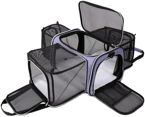 BAGLHER Cat Carrier Bag,Airline Approved Pet Carrier Soft Side Pet Travel 5 Sides Open Doors 3 Sides Expandable Foldable Dog Carrier with Fleece Pad by BAGLHER