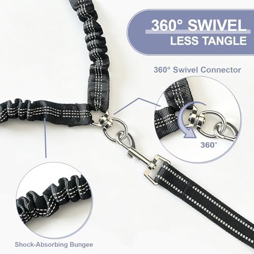 Double Dog Leash Padded Handle 360°Swivel No Tangle Dual Leash for Two Dogs - Image 3