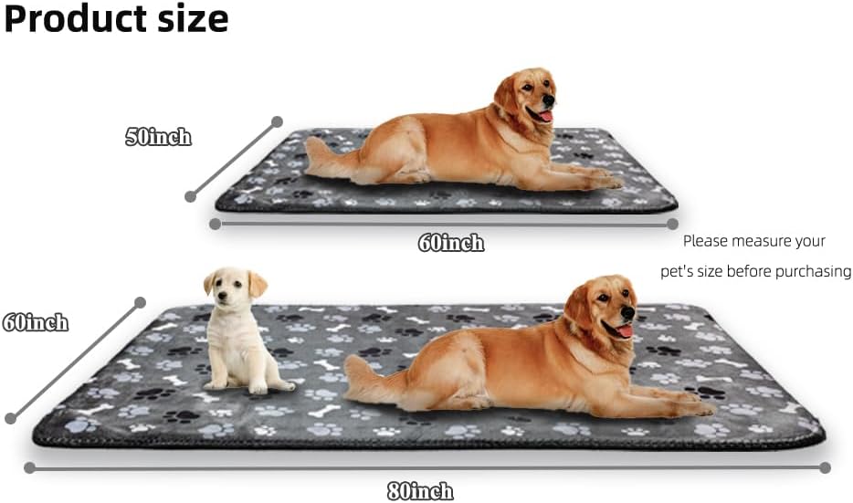 Waterproof Dog Blanket, Pattern Printing Super Soft Warm Fluffy Facecloth Sofa Car Bed Protector, Urine Proof Washable Outdoor Pet Blanket for Puppy Large Dogs & Cats(paw & Bone80*60) - Image 6
